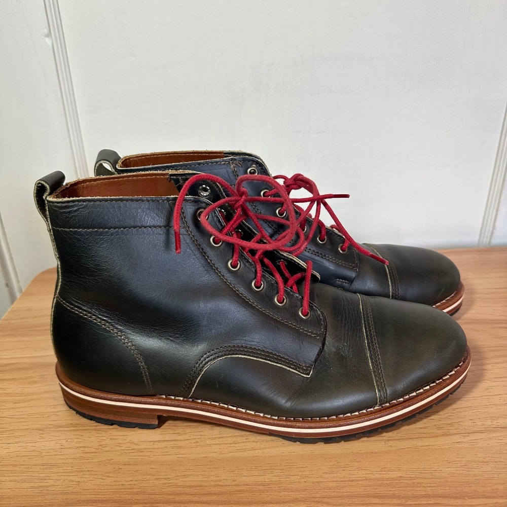 HELM Boots Olive Green Leather Made in USA 11 D